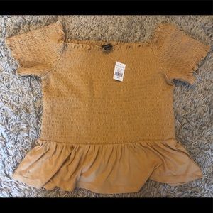 American Eagle Off the Shoulder Mustard Shirt
